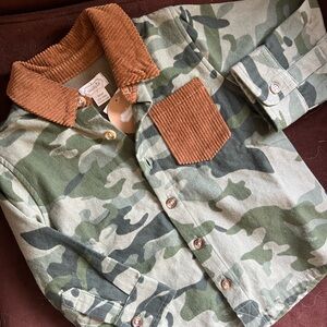 Mud Pie Camouflage Jacket with Brown Corduroy Details